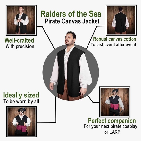 Lord of Battles (OS) Medieval Canvas Waist Coat Halloween Costume, LARP, Cosplay - Picture 6 of 10